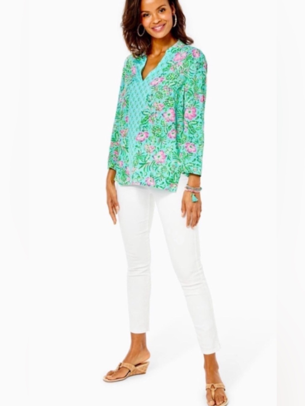 Lilly Pulitzer Luna Bay Tunic- Small- Diamond Girl Engineered Large